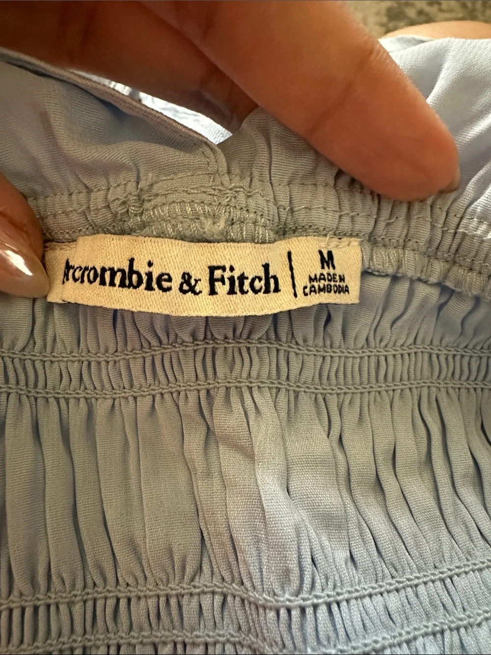 Abercrombie & Fitch Crinkle Textured Smocked Waist Maxi Dress